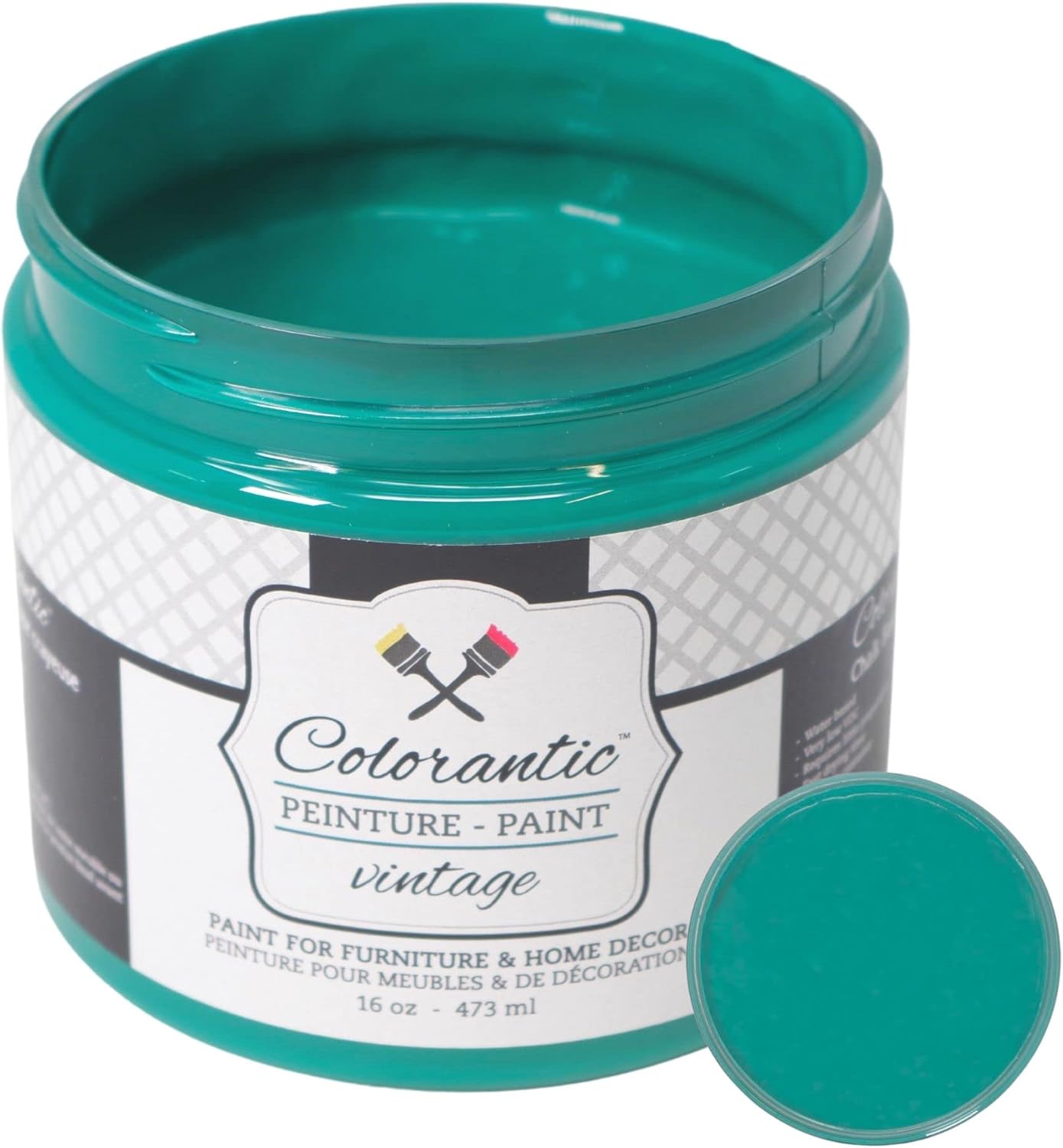 Colorantic-Bundle Dark Green Chalk Paintb(Emerald,16 Oz) and Oval Purple Chalk Paint Brush