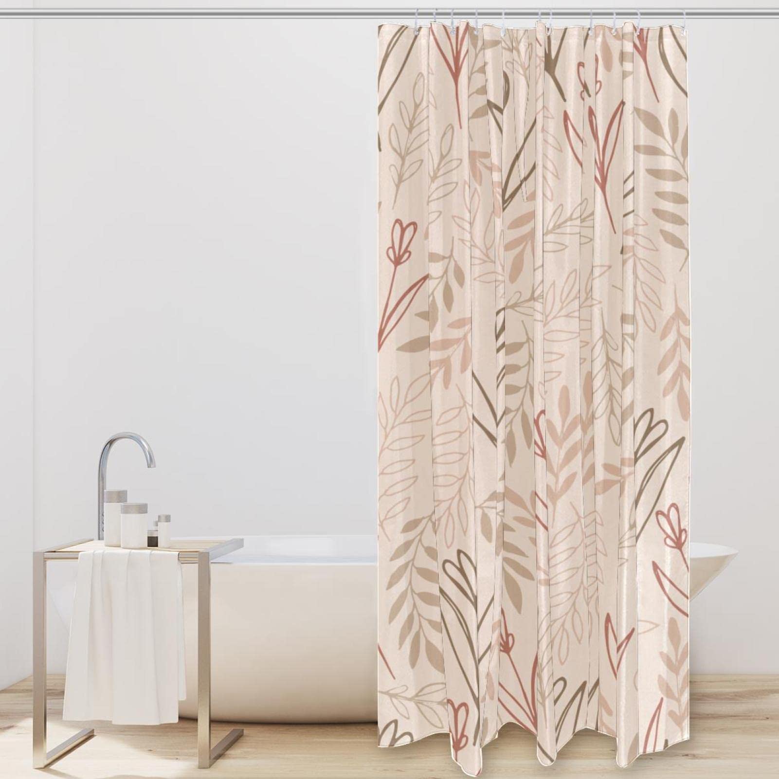 JOOCAR Tenda Da Doccia Con Foglie E Agrumi: Arancione E Verde, 182x183 Cm, 100% Poliestere, Con 12 Ganci
