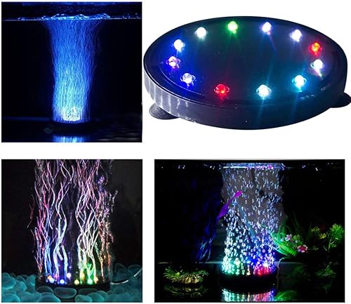 Miniatura 9 de 3.6 pulgadas 9 luces LED de burbujas de acuario, piedra de aire sumergible, para tanque de peces sumergible, lámpara de burbuja de aire para