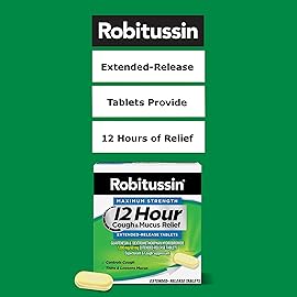 Robitussin Maximum Strength 12 Hour Cough and Mucus Relief, Expectorant and Cough Suppressant, 8 Extended-Release Tablets