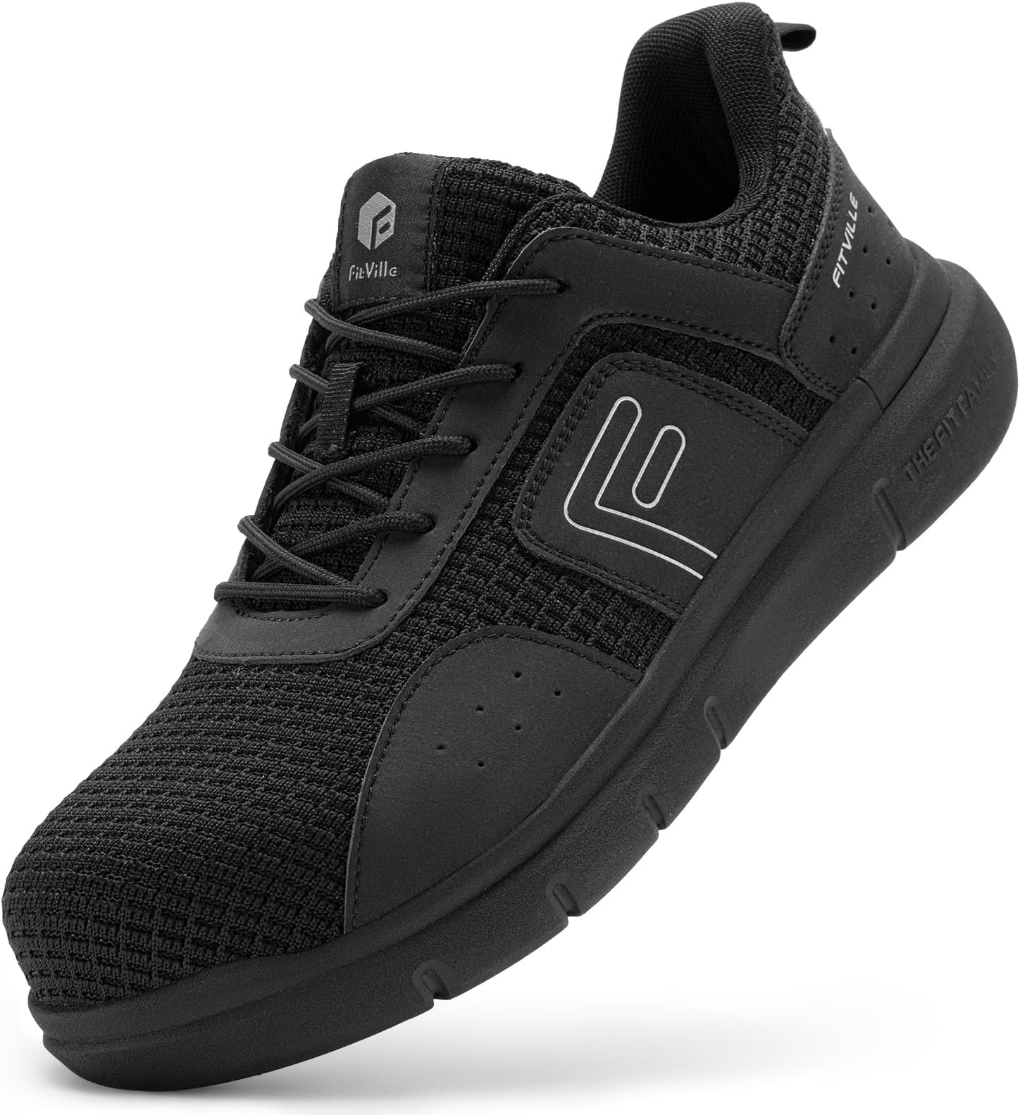 FitVilleExitra Wide Steel Toe Shoes for Men Puncture Proof Composite Toe Safety Work Shoes with Arch Support