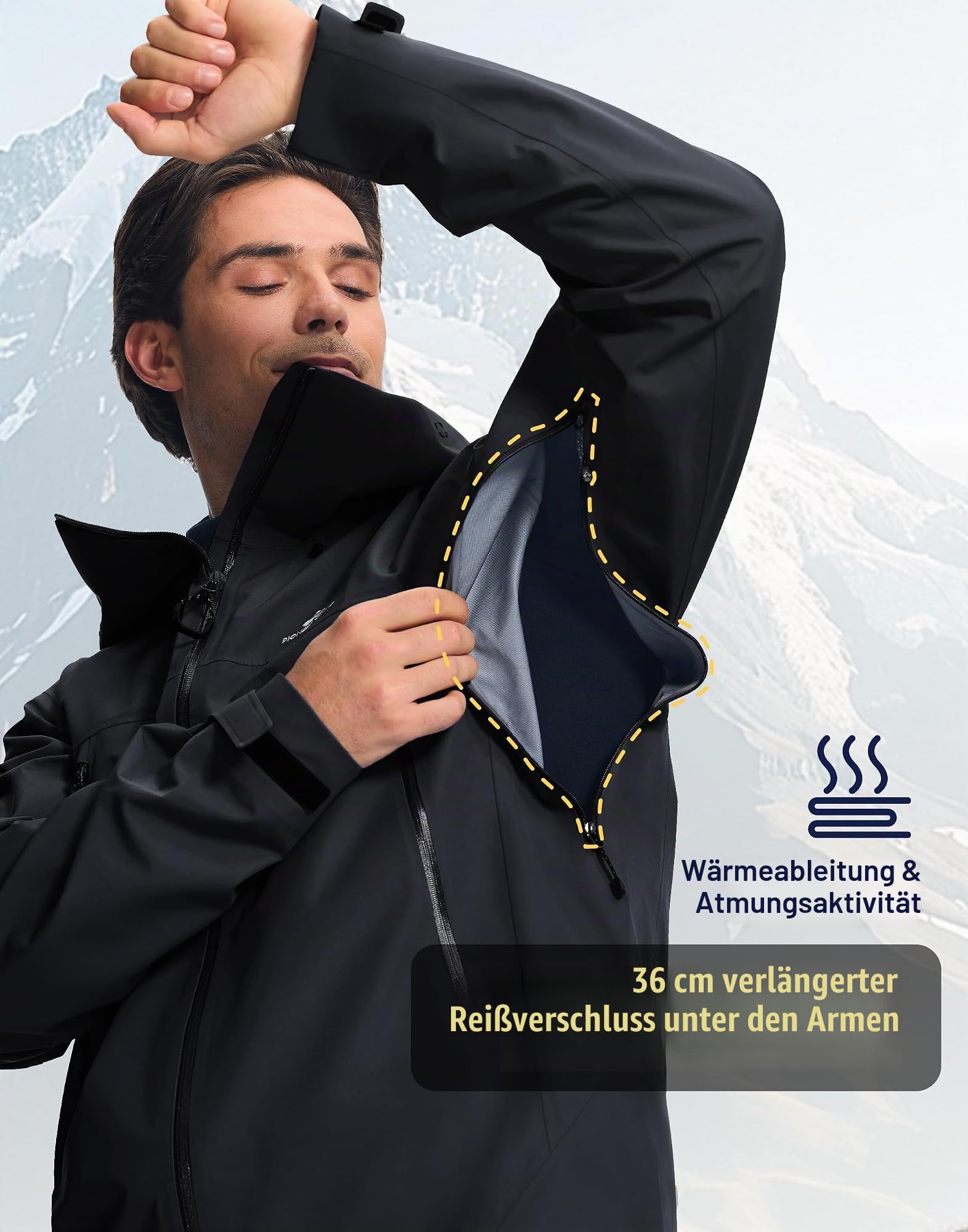 Pioneer Camp Herren Regenjacke 3L Wasserdicht Atmungsaktiv Outdoorjacke für Wandern Trekking Klettern Skifahren