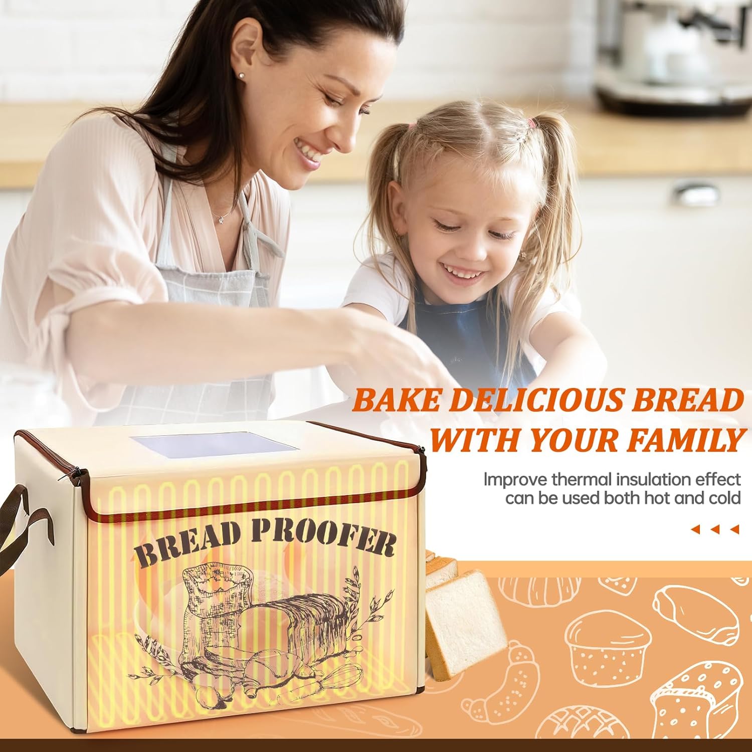 Folding Bread Proofing Box with Lid, Bread Proofer 3-Side Even Fever 50-113℉ Temp Control for Dough Yogurt Fermentation with Adjustable Temperature & Timer Contrller