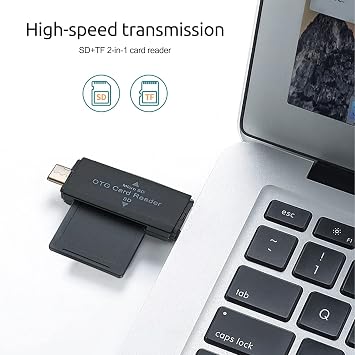 2 Pack SD Card Reader, USB-C OTG Adapter and USB 2.0 Portable Memory Card Reader for SD TF SDXC SDHC MMC RS-MMC Micro SD Micro SDXC Micro SDHC Card and UHS-I Cards (Black)