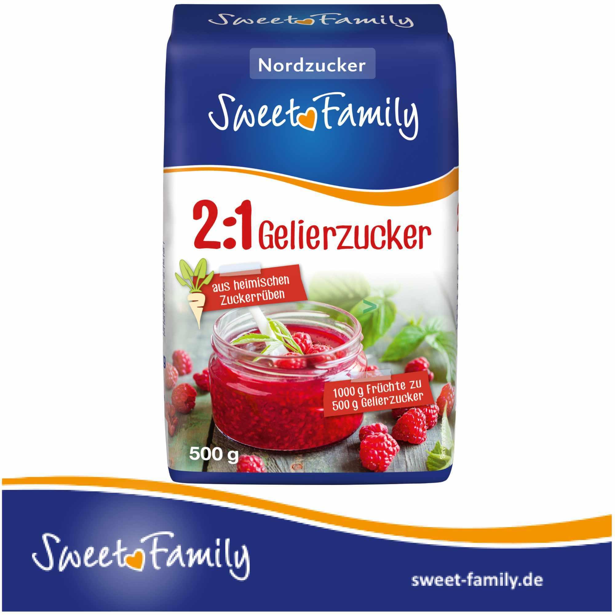 Sweet Family Gelierzucker 2zu1 6er Pack (6x500g Packung) + usy Block