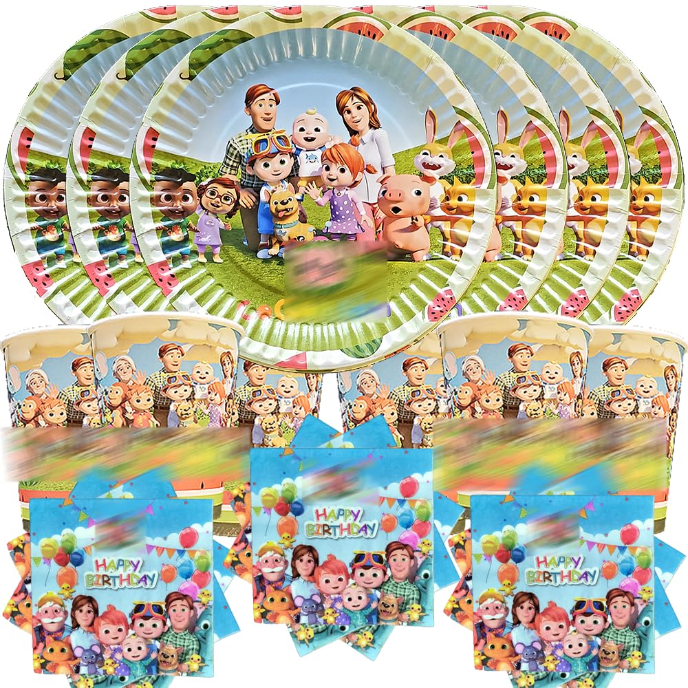 COMBO 22PC: 6PC CAKE PLATES + 6PC CUP KIDS + 10PC NAPKINS PARTY SUPPLIES DECORATIONS THEME FAVOR IDEA FUN CELEBRATION HAPPY BIRTHDAY GIFT CENTERPIECE