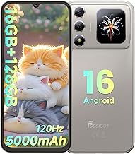 FOSSIBOT S7 Android 16 Cell Phone(2026), 16GB+128GB/2TB Unlocked Phone, 6.9" Display 120Hz Dual-Screen Smartphones, 5000mAh Battery 4G Dual Sim Mobile Phones, Gemini Al/GPS/Face ID (Natural)