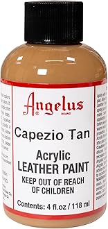 ANGELUS ACRYLIC LEATHER PAINT 4 FL OZ/118ML BOTTLE. CAPEZIO TAN 163