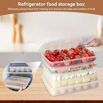 Cyrank Dumpling Box, Refrigerator Food Storage Box Stackable Dumpling Storage Box Cookie Storage Containers Dumpling Storage Container