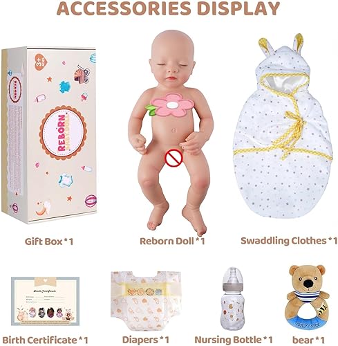 Miniatura 5 de BABESIDE Muñecas de bebé Reborn realistas de silicona de cuerpo completo de 16 pulgadas (peso 4 libras) Muñecas de bebé Reborn de silicona
