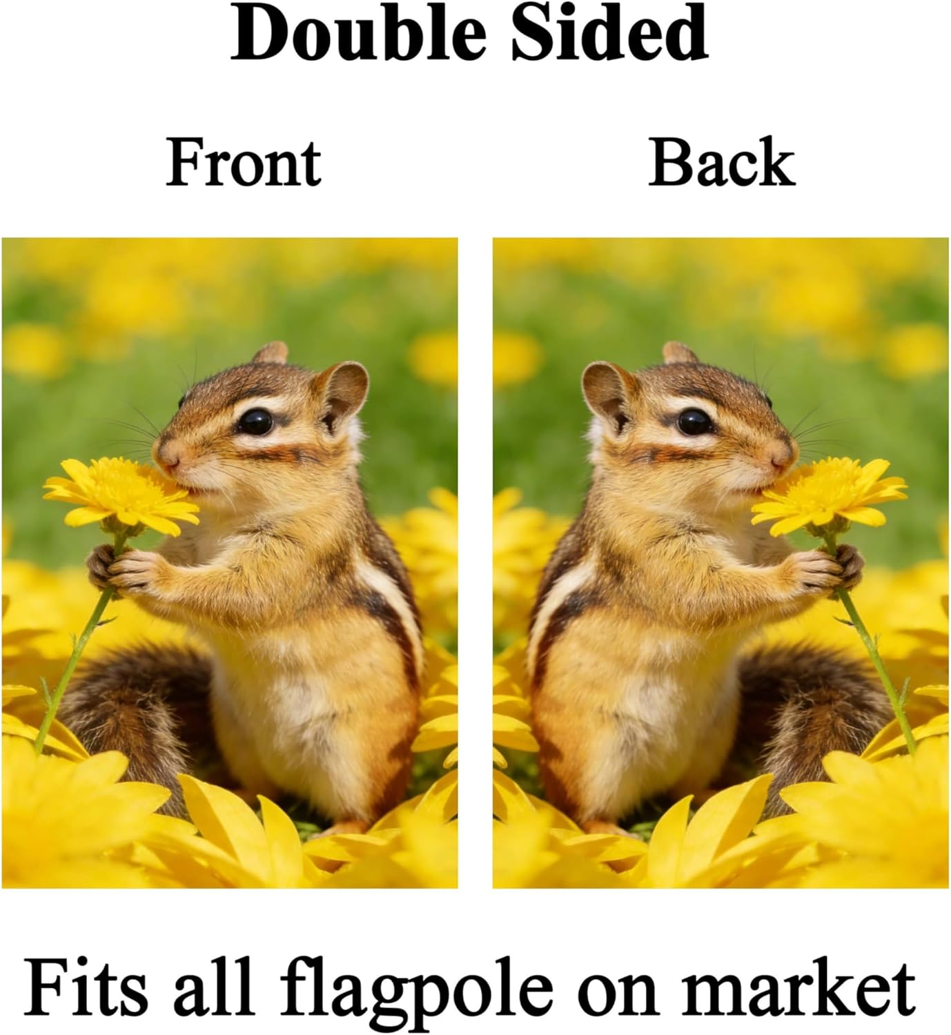Spring Nature Animal Flowers Sunflowers Wildlife Squirrel Seasonal House Flag 28" x 40" Double Sided Polyester Welcome Large Yard Garden Flag Banners for Patio Lawn Home Outdoor Decor