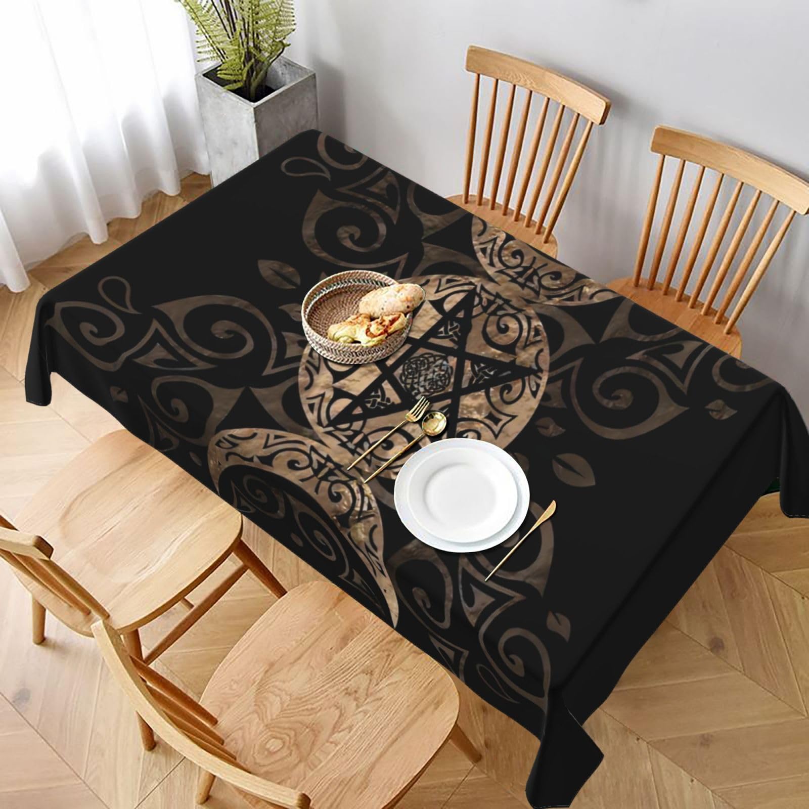 Nappe rectangulaire Triple Lune wiccan pour pique-niques et repas
