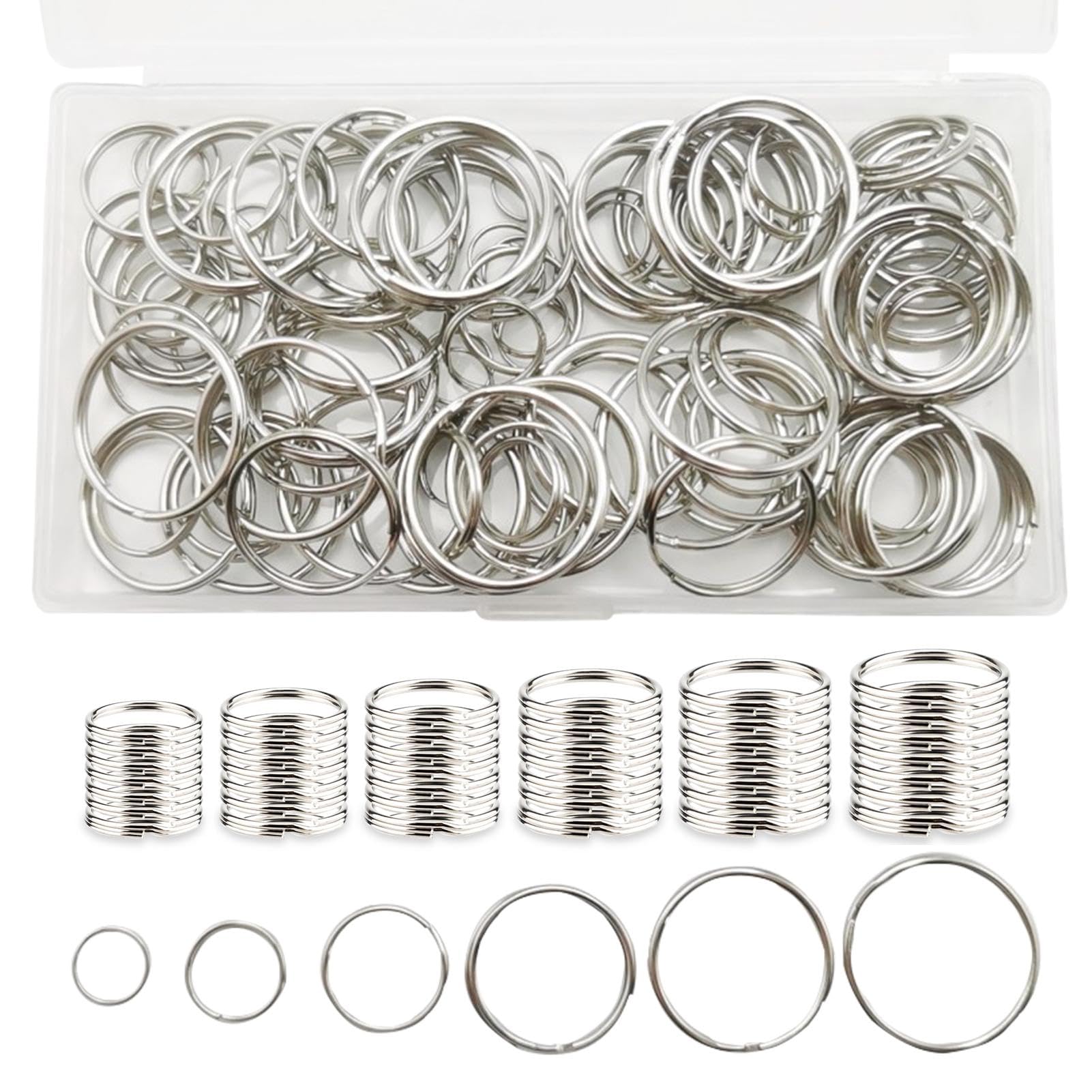 120PCS Split Key Rings, 6 Sizes Key Ring Hoop 12mm/15mm/20mm/25mm/28mm/30mm