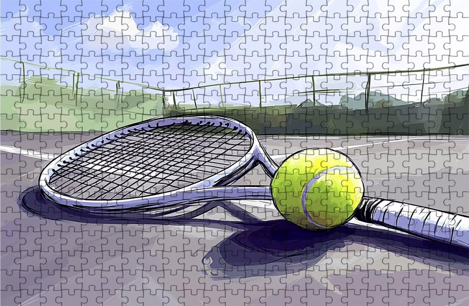 Puzzle 3000 Pezzi Tennis Puzzle 3000 Pezzi Legno per Adulti Campo Da Tennis, Splendidamente Confezionato in Una Scatola di Cartone, Borsa Rete Portabilità per Regalo Donna 120x80 cm RXPT-3626