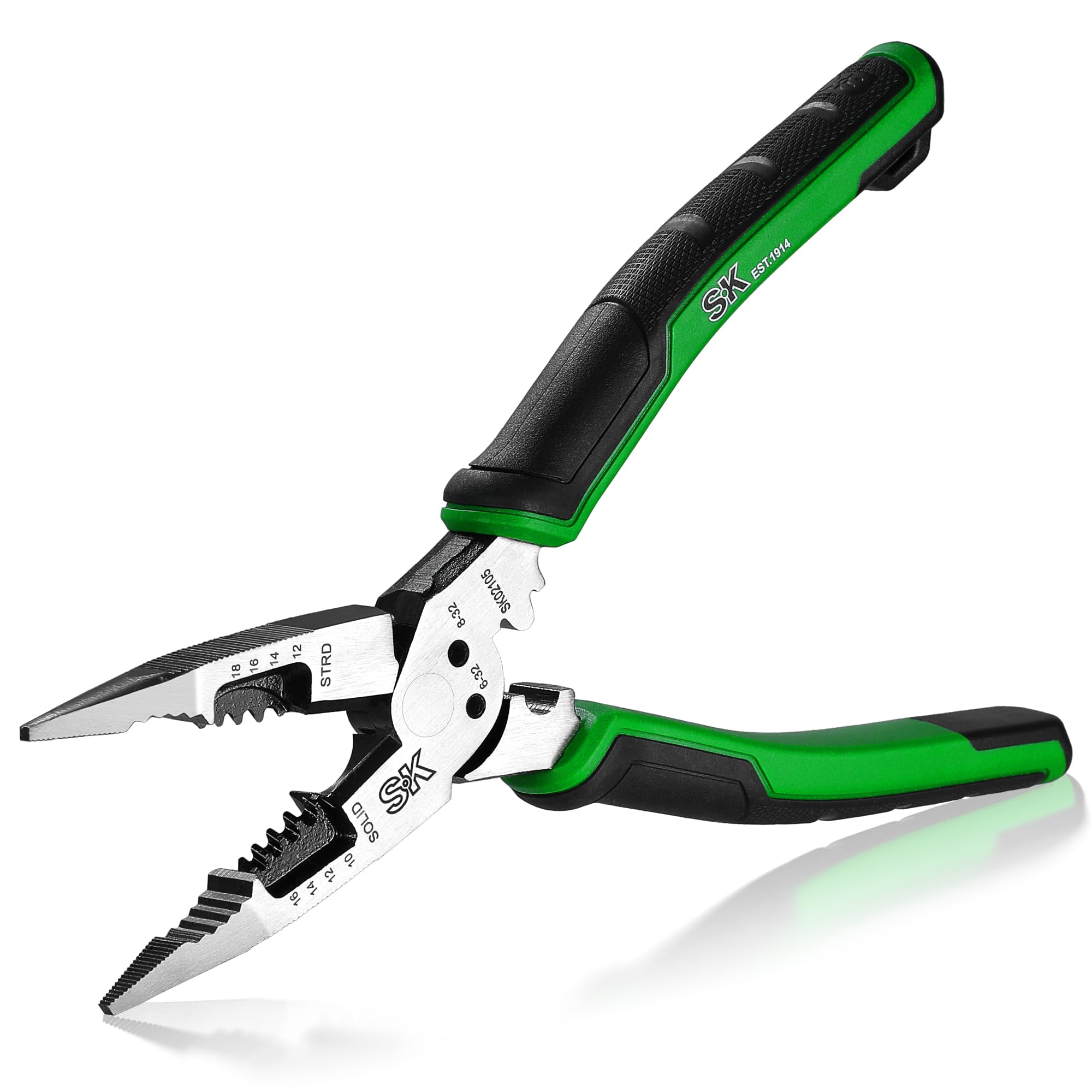 SK 8-Inch Multi-use Long Nose Pliers, Needle Nose Pliers, 7 IN 1