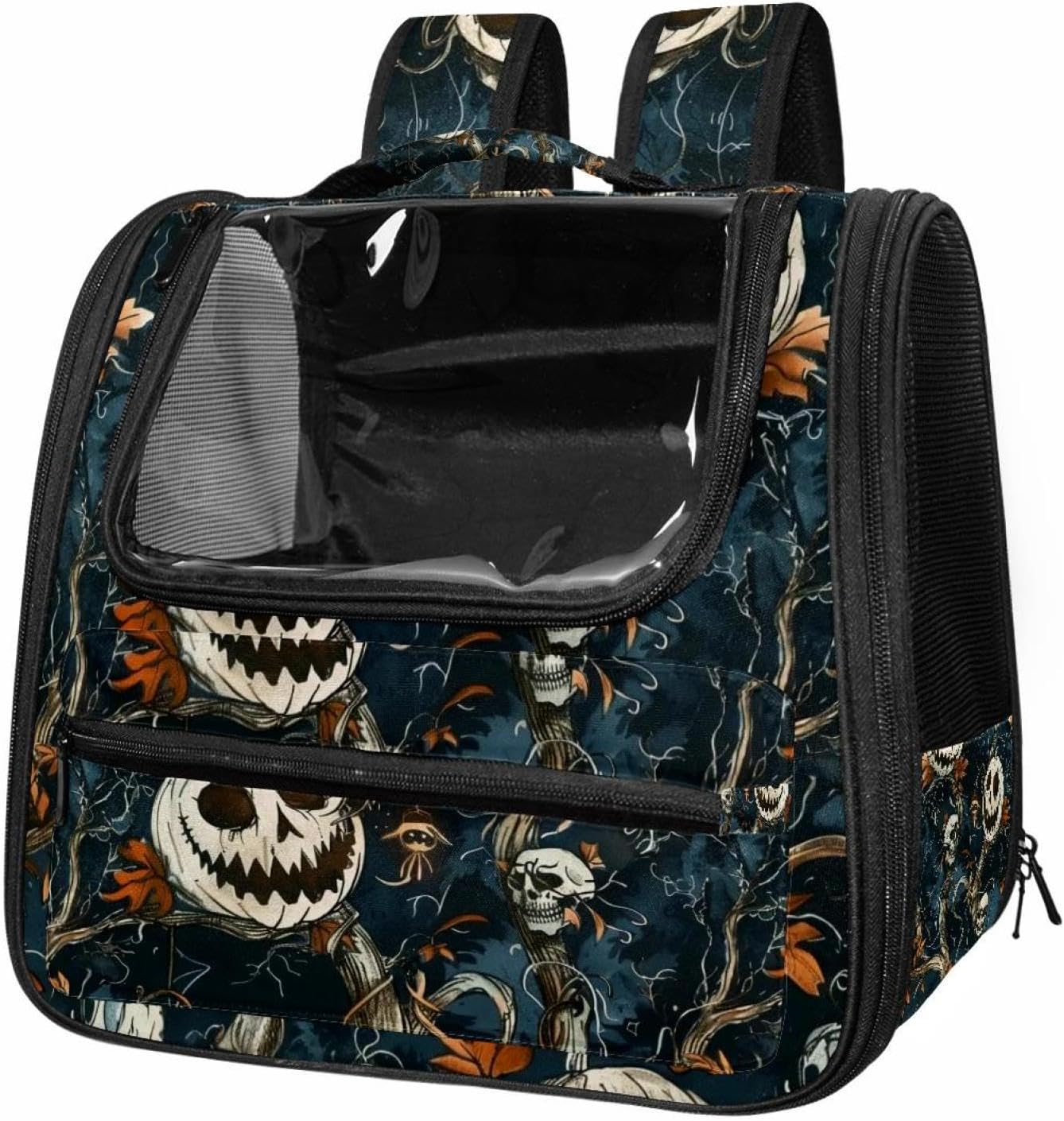 Portable Travel pet Backpack Carrier Hamster Bag Small Dog cat Carrier Breathable Hang Bag, Pumpkin Helloween 13