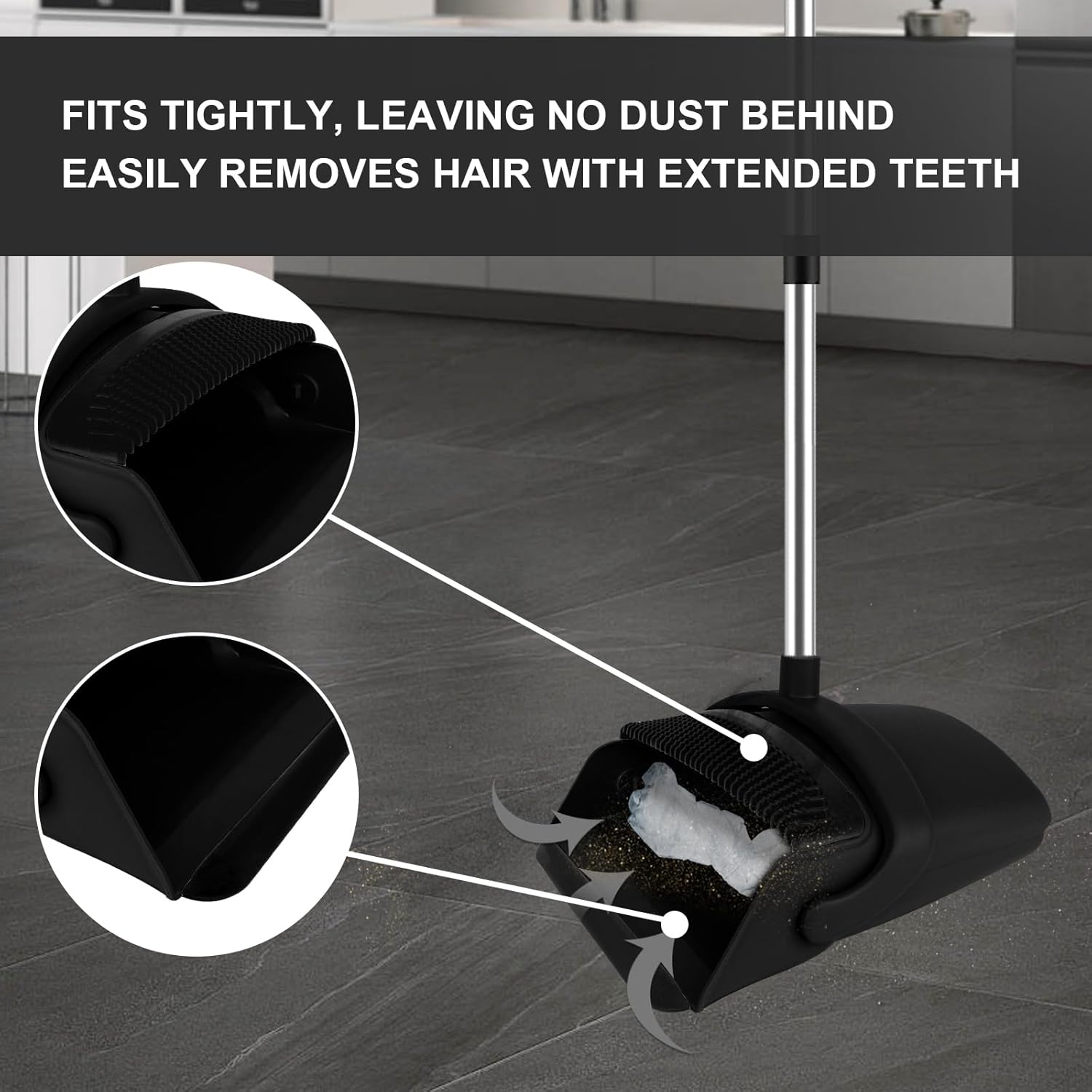 Broom and Dustpan Set, Household Broom with Dustpan Combo Set, 51" Long Handle, Dust Pan Set for Kitchen Office Lobby Floor - Image 5