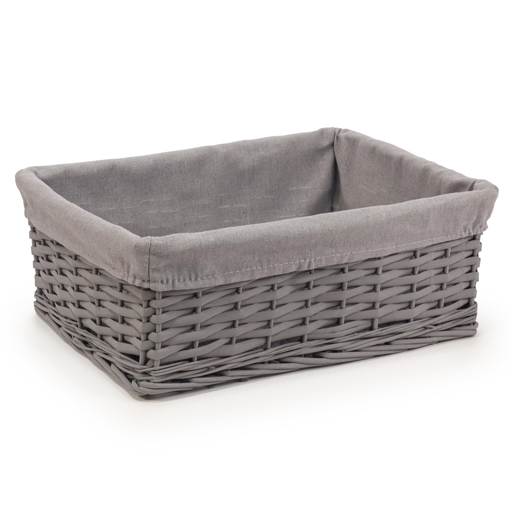 Woodluv Storage Baskets Woven Wicker, Storage Basket for shelves, Baskets to make hampers, Storage Box, Storage Organiser, Grey, Large