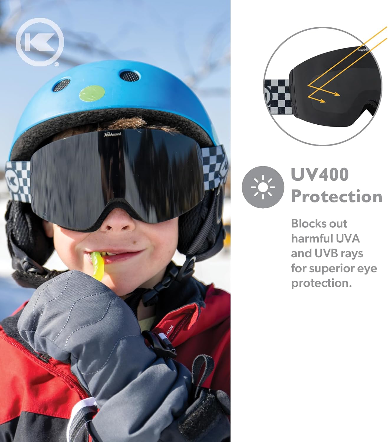 Knockaround Whirlwinds Snow Goggles for Kids - Anti-Glare and Fog Coating with full UV400 Protection