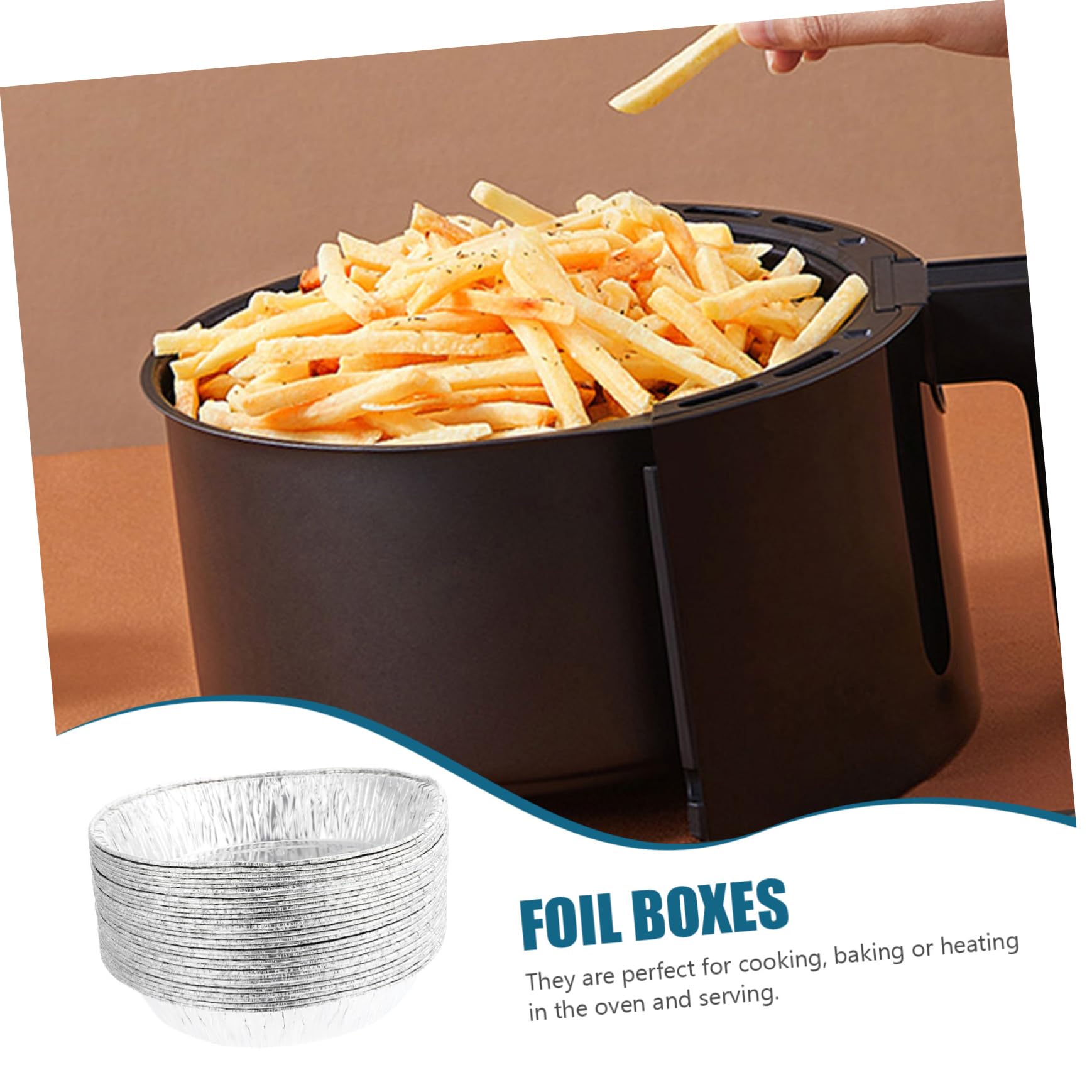 Cabilock 50Pcs Aluminum Foil Bowls Bbq Food Containers for Air Fryer for Takeout Indirect Cooking and Convenient Meal Prep