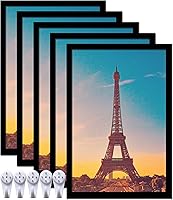 Vista 28 de Juego de 5 portarretratos de 18 x 24 pulgadas, marcos de fotos negros de alta transparencia para galería de pared horizontal de escritorio vertical