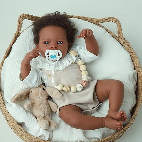 WOOROY Lifelike Reborn Baby Dolls Black – 20-Inch Realistic African American Newborn Baby Doll, Real Life Baby Dolls,Real Baby Doll with Full Vinyl Body with Accessories Gift for Kids Ages 3+