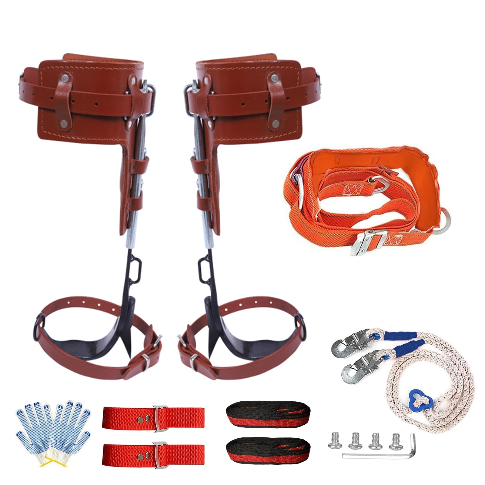 Padded Tree Climbing Spikes for Tree Work Tree Spurs with Leather Safety Belt Tree Climbing Evoke for Tall Pines with Durable Tree Gaffs Climbing Spurs with Stabilize Foot Lines