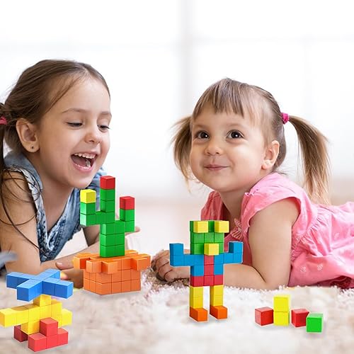 Miniatura 7 de ASOK 57 bloques magnéticos de bloques de construcción magnéticos con adhesivo para niños de 3 a 5 años de edad, cubos magnéticos, preescolares,