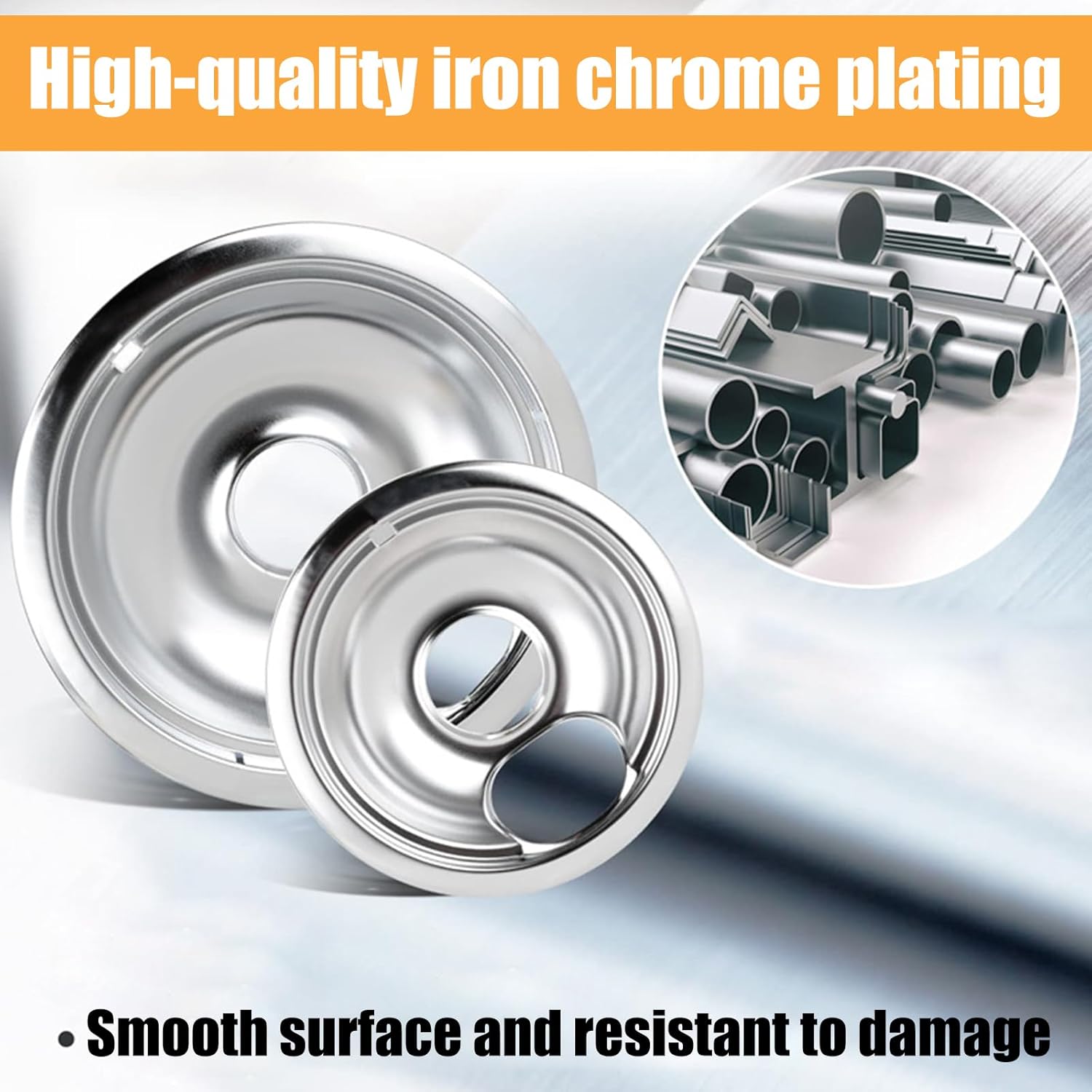 Pack of 4 Universally Stove Burners Rings Drip Tray Set Compatible for Multiple Models Metal Texture Easy to