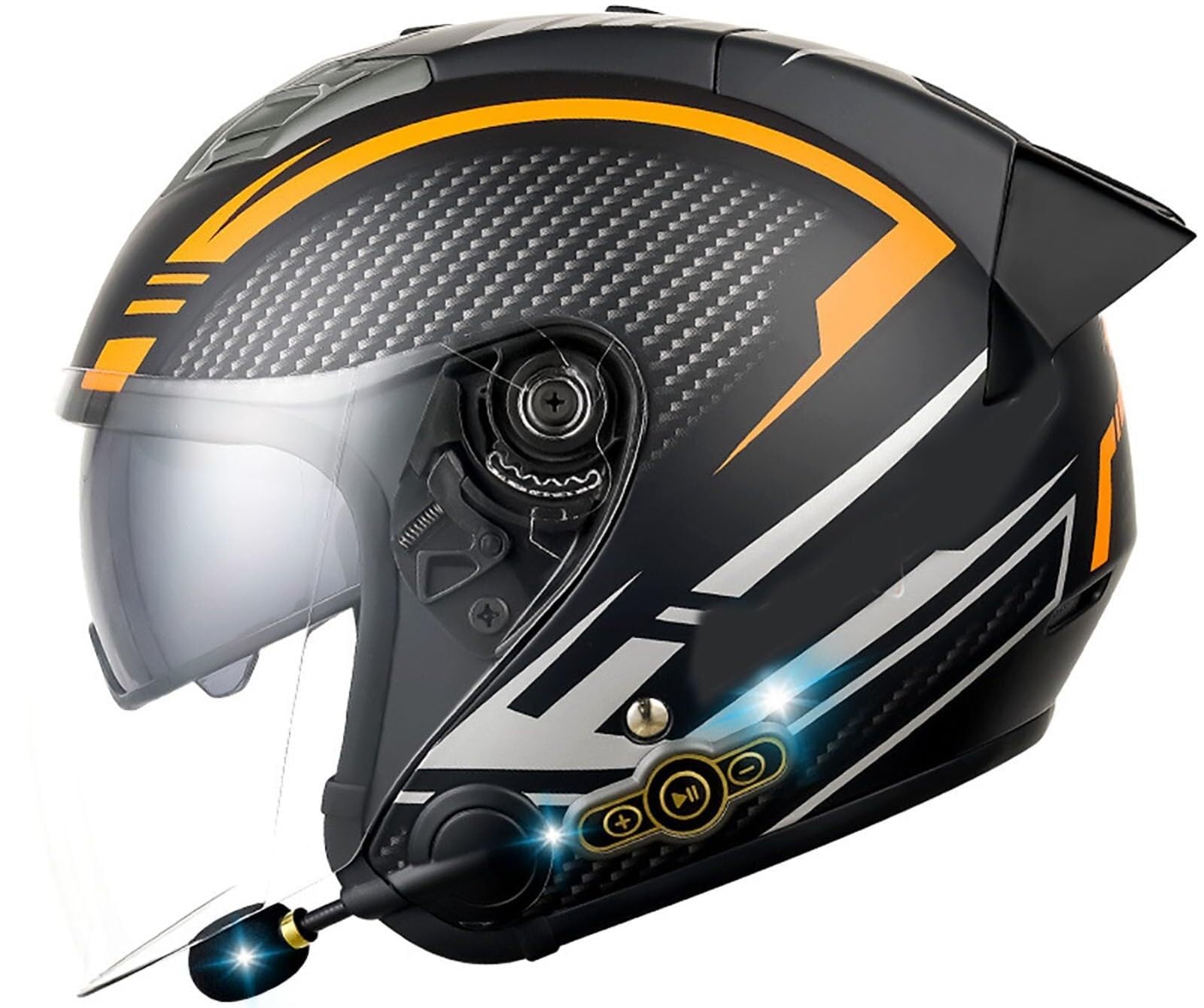 Casque demi-coque vintage avec double visière rétractable et homologation ECE