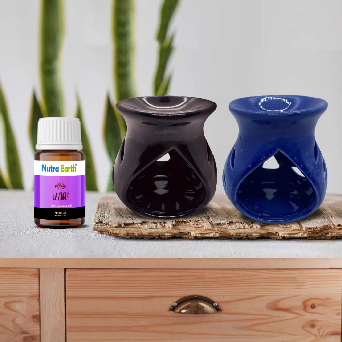 Nutra Earth Pack of 2 Ceramic Aroma Oil Burner Scent Diffuser with