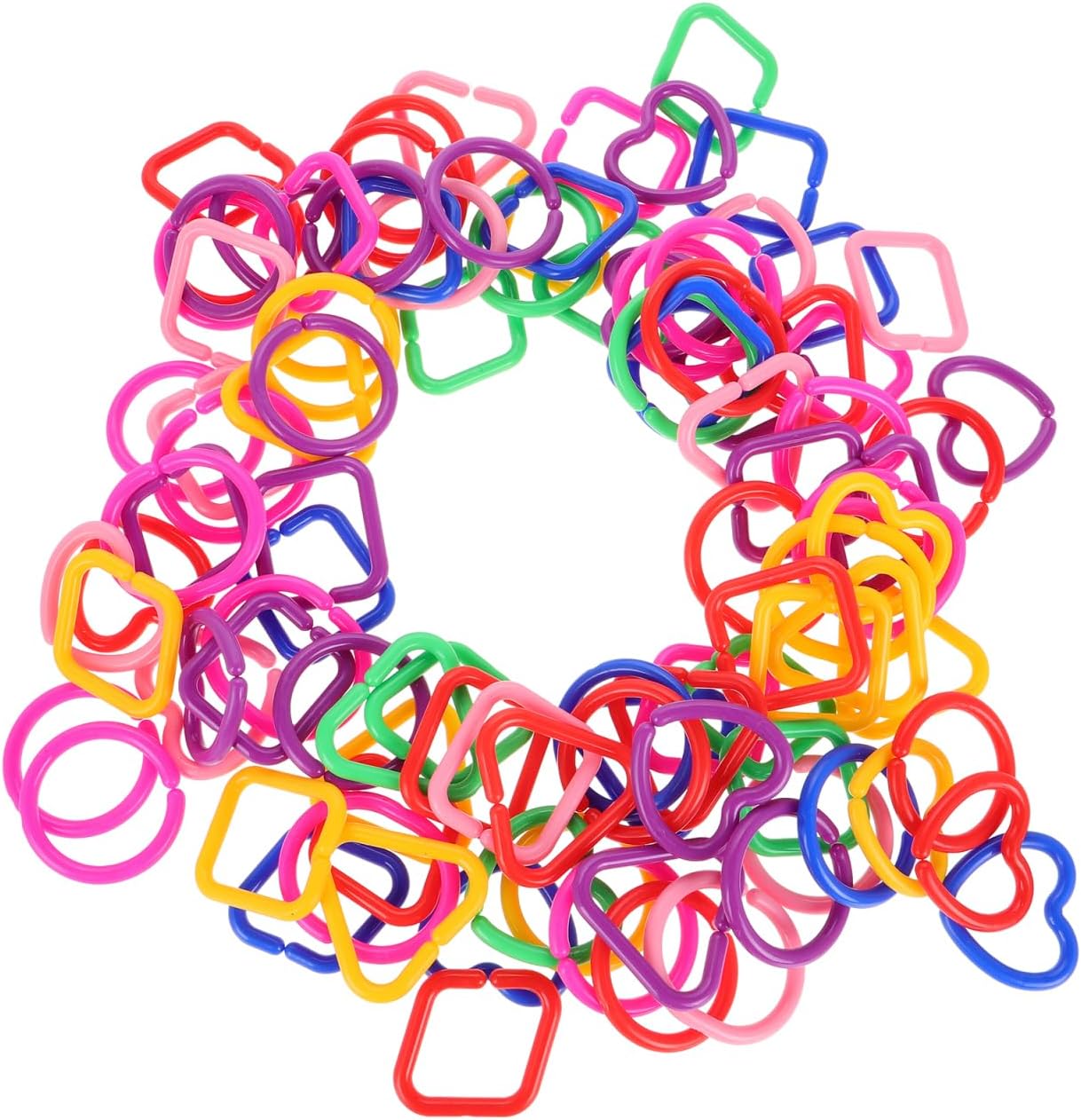 BESTonZON Geometric Linking Rings Baby Chain Links for Early Education Infant Preschool Classroom Stroller Toys DIY Colorful Plastic Links for Cognitive and Motor Skills Development
