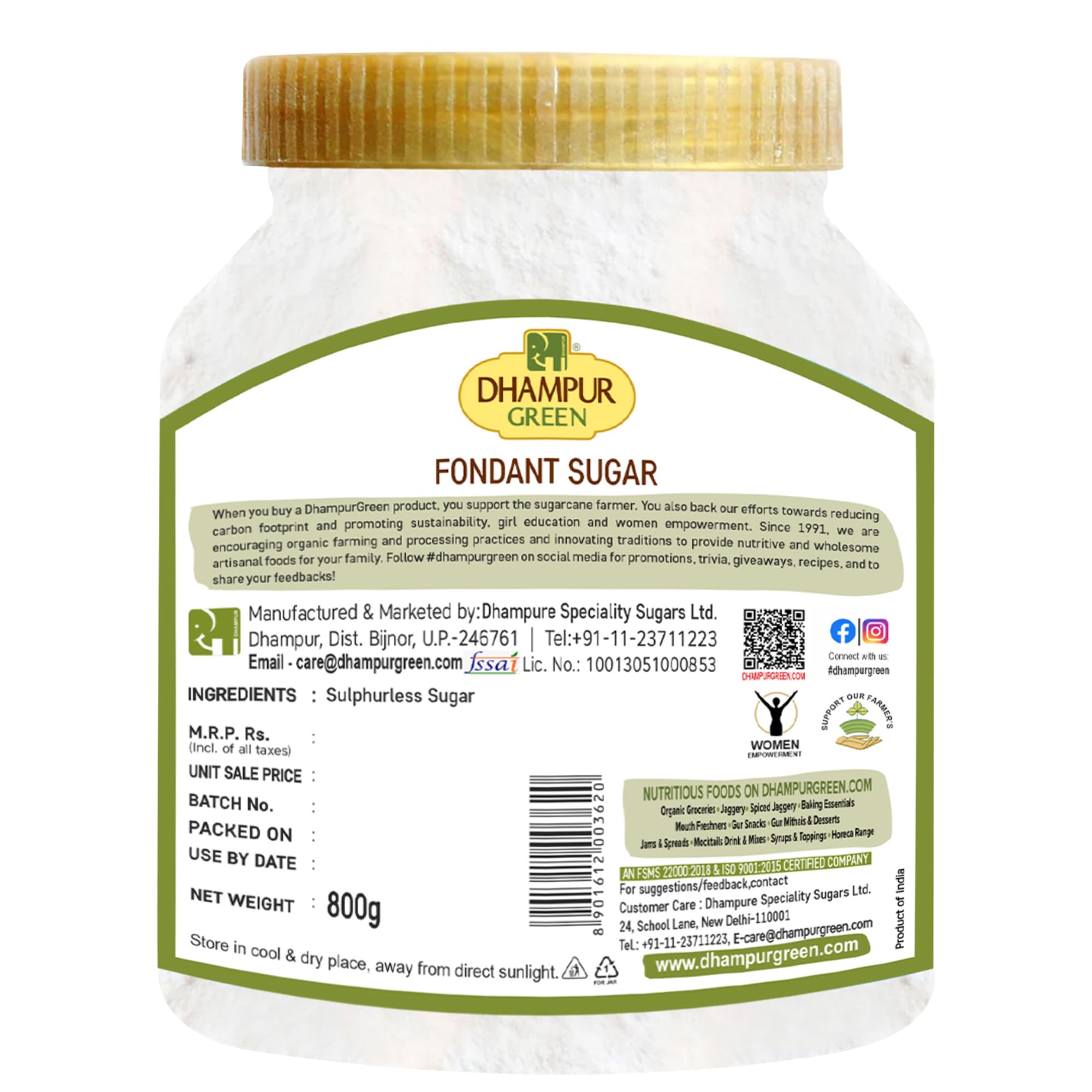 Dhampure Speciality Dhampurgreen Fondant Sugar,1.6Kg(800Gx2)|Baking Sugar|For Cake Pastry&Decoration - Image 2 thumbnail