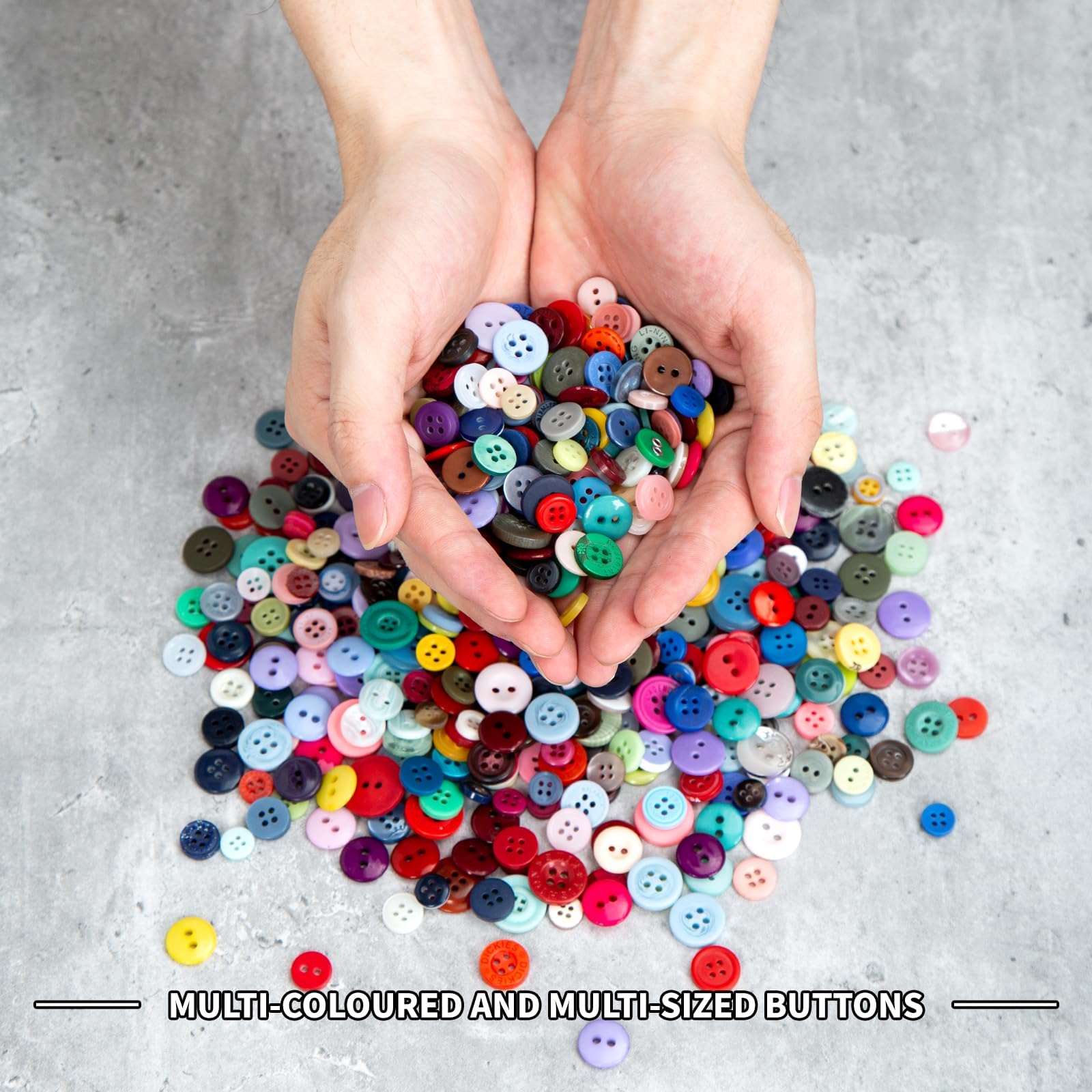 XIKAYA 1000 Bottoni Colorati, Resina Bottoni Colore e Dimensioni Misti in diverse misure e colori, per Artigianato Decorazione, Cucito, Vestiti, DIY Pittura(7mm-15mm)