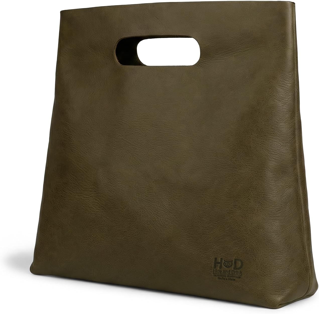 Hide & Drink, Minimalist Handbag for Women, Tote Bag, Rustic Purse, Full Grain Leather and Sheepskin, Handmade