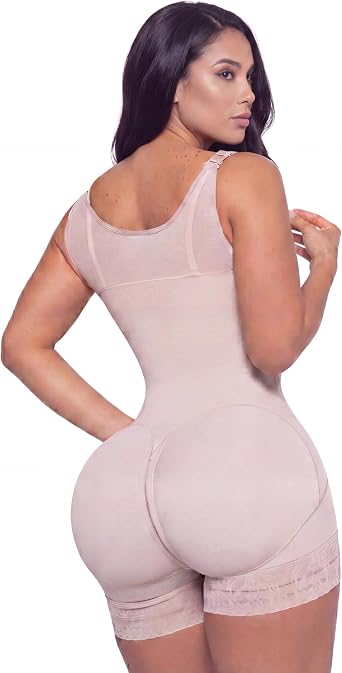 Fajitex Fajas Colombianas Moldeadoras Levanta Cola Butt Lifter Bodysuit | Tummy control, open bust, back-support straps, glute push-up, short leg, powernet