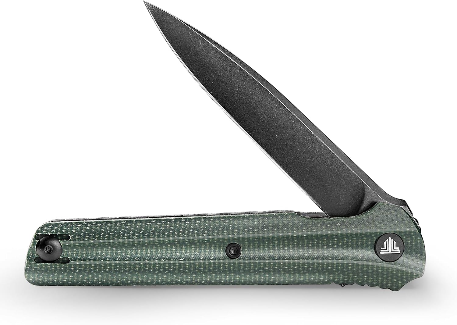 TRIVISA EDC Pocket Knife for Men,Folding Knives with Reversible Clip,Liner Lock 3.4'' Black 14C28N Steel Blade,Green Micarta Handle,Seagull-G