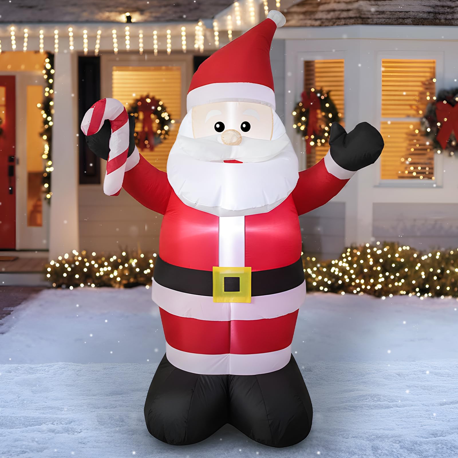TRMESIA Decorazione natalizia gonfiabile di Babbo Natale da 1,2 m, con luci | Blow up Natale Babbo Natale Gonfiabes Build-in Luci LED per interni ed esterni Graden Prato Cortile Festa Decorazione Vacanze
