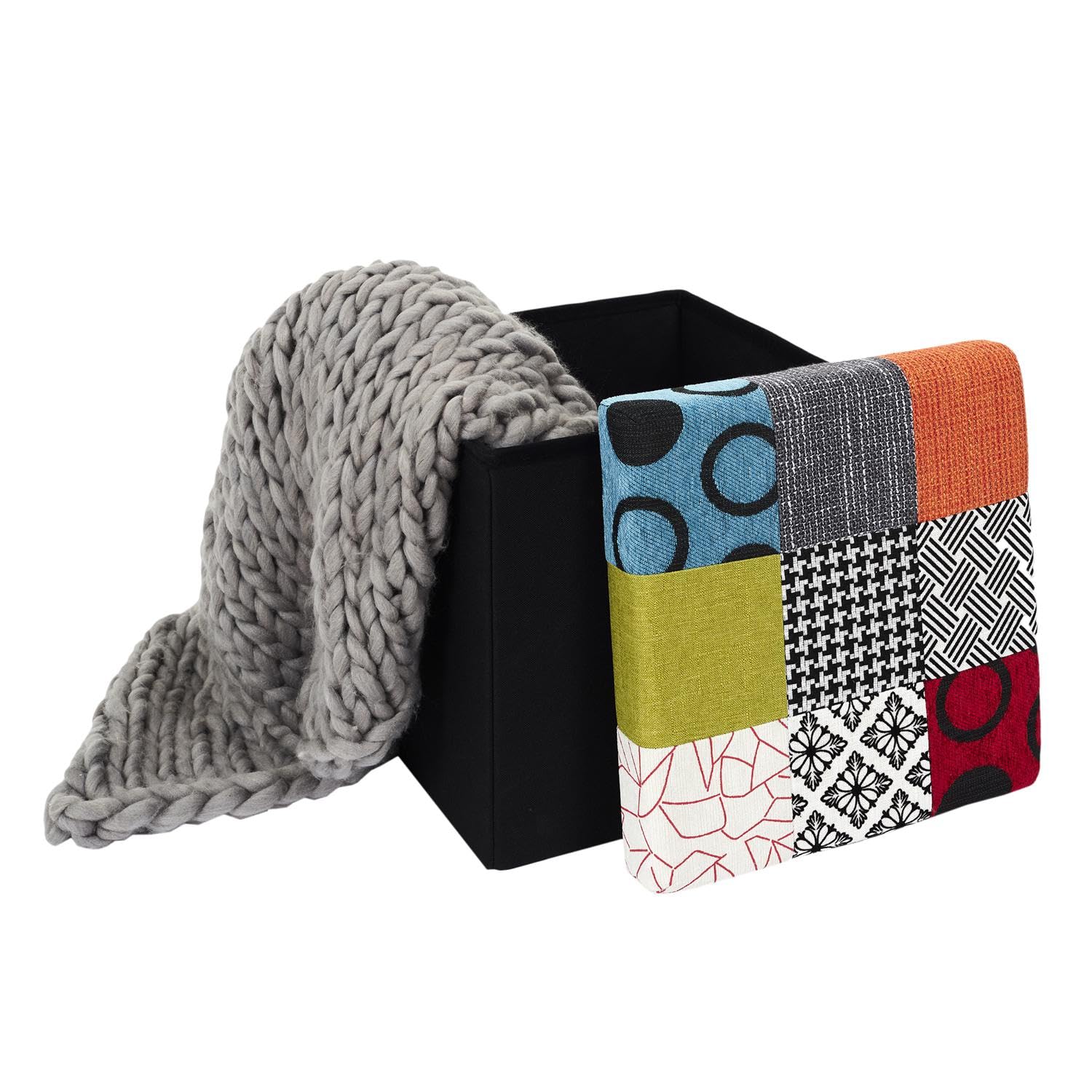 CAJA-PUF PLEGABLE PATCHWORK Multicolore