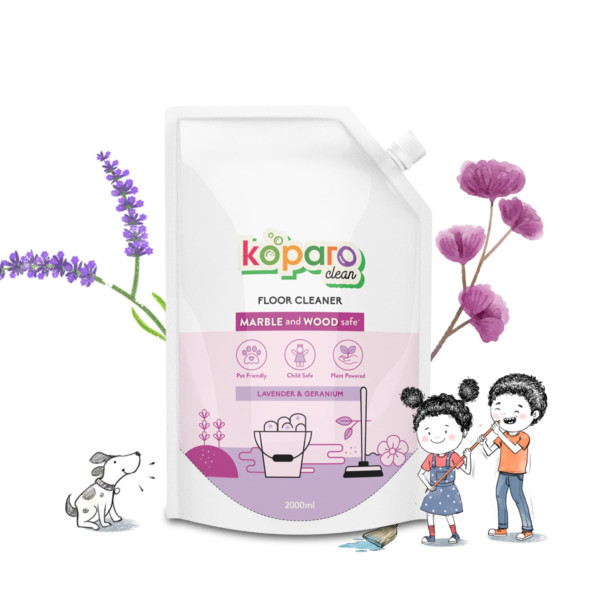Koparo Natural Disinfectant Floor Cleaner Liquid | 2 Litres | Lavender & Geranium | Tile & Marble Cleaner | Eco-friendly, Organic & Non-Toxic | Skin Safe, Baby Safe & Pet Friendly (B0C8DW3G8K) Amazon Price History, Amazon Price Tracker