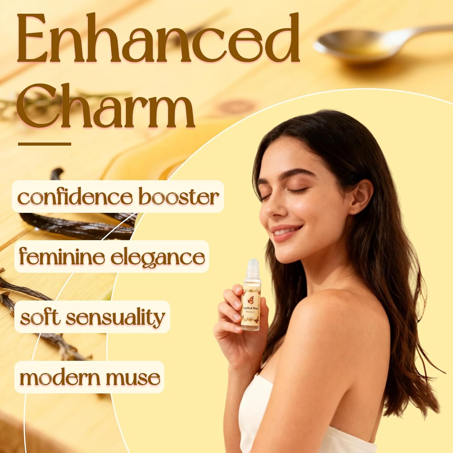 Vanilla Musk Perfume Gift Set for Women, 1.7 fl oz Eau de Parfum Spray + 0.34 fl oz Roll On Perfume Oil, Long Lasting Sweet Warm Vanilla Perfume Set, Travel Friendly Gourmand Perfume for Women