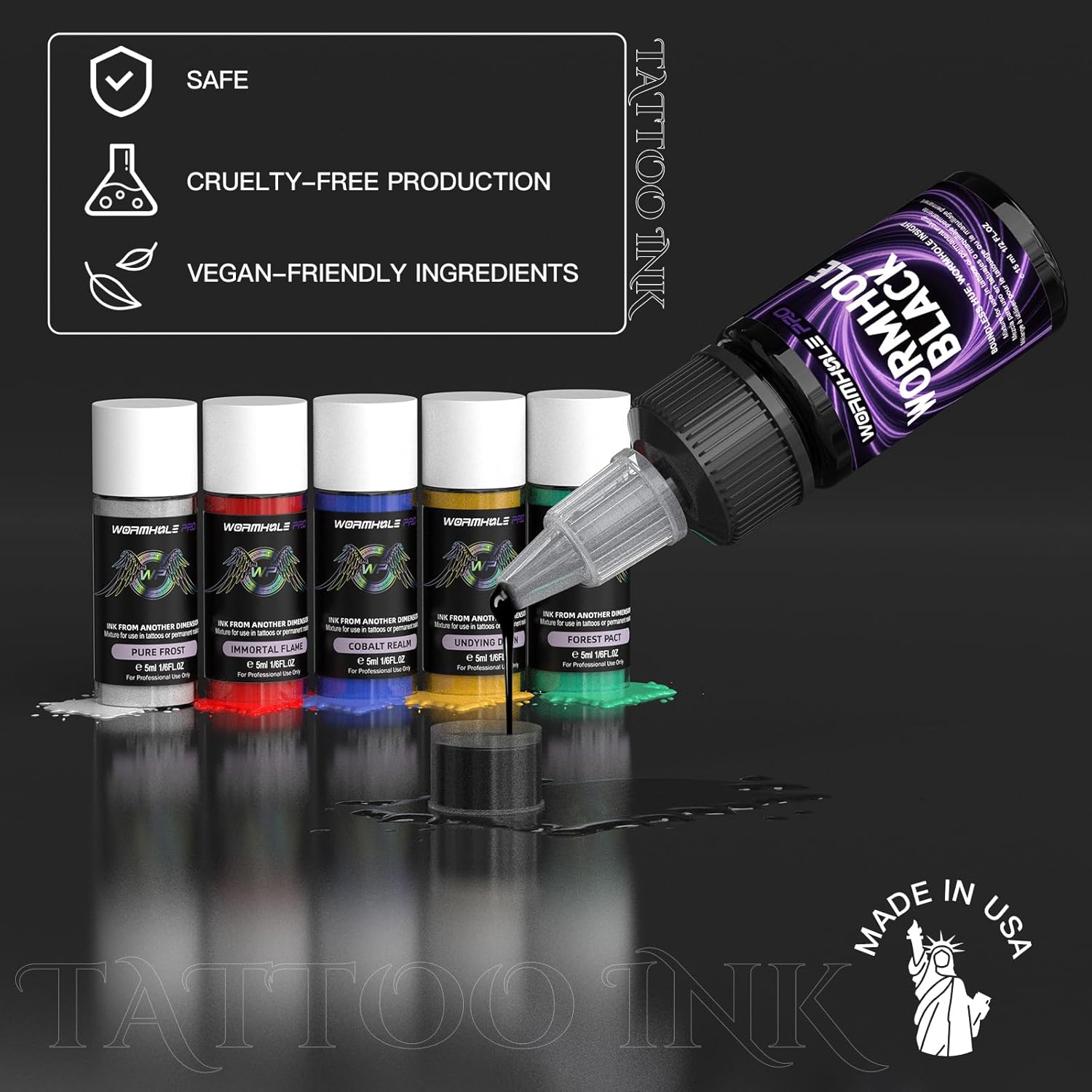 Wormhole Wireless Tattoo Gun Kit Multi-function Smart Tattoo Pen with Wormhole PRO Tattoo Ink Kit 20 Cartridge Needles Adjustable Strokes Length Tattoo Machine Kit Tattoo Supplies