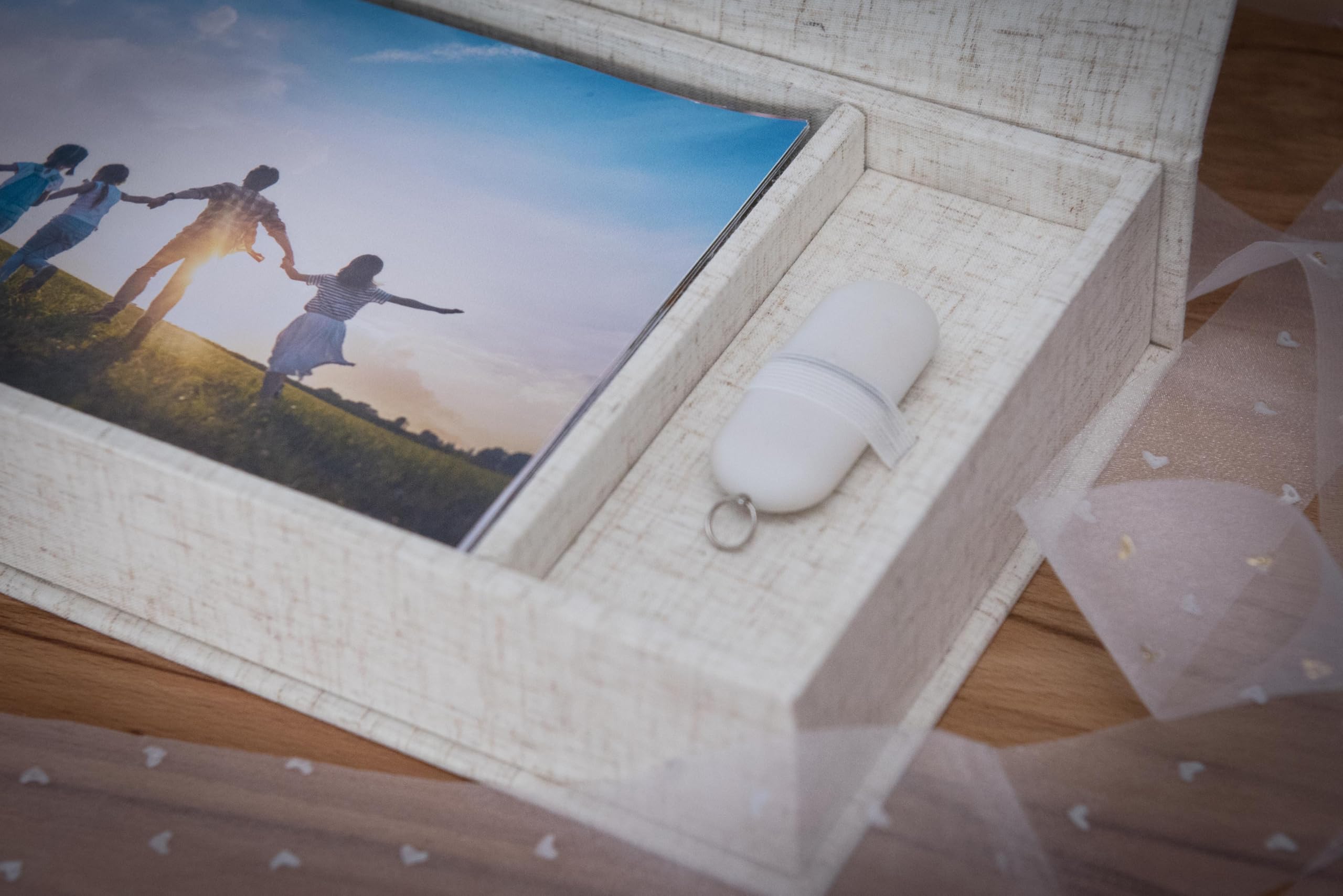 Élégante boîte photo, avec fente USB, boîte cadeau, pour clés USB et tirages photo 10 x 15 cm, boîte de rangement, boîte de rangement, boîte de rangement, boîte à souvenirs, cadeau photo (naturel, 23
