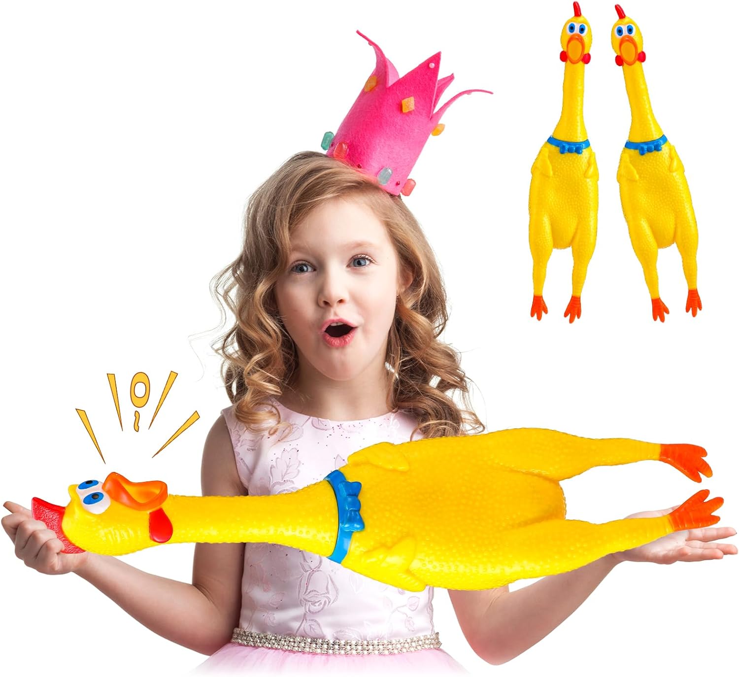 Lenwen 2 Pcs 22 Inch Giant Rubber Chicken Screaming Chicken