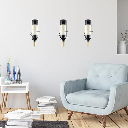 Miniatura 7 de Kichvoe Soporte de pared de vino en espiral, soporte de exhibición de botellas de vino de metal, soporte de exhibición de botellas de vino montado