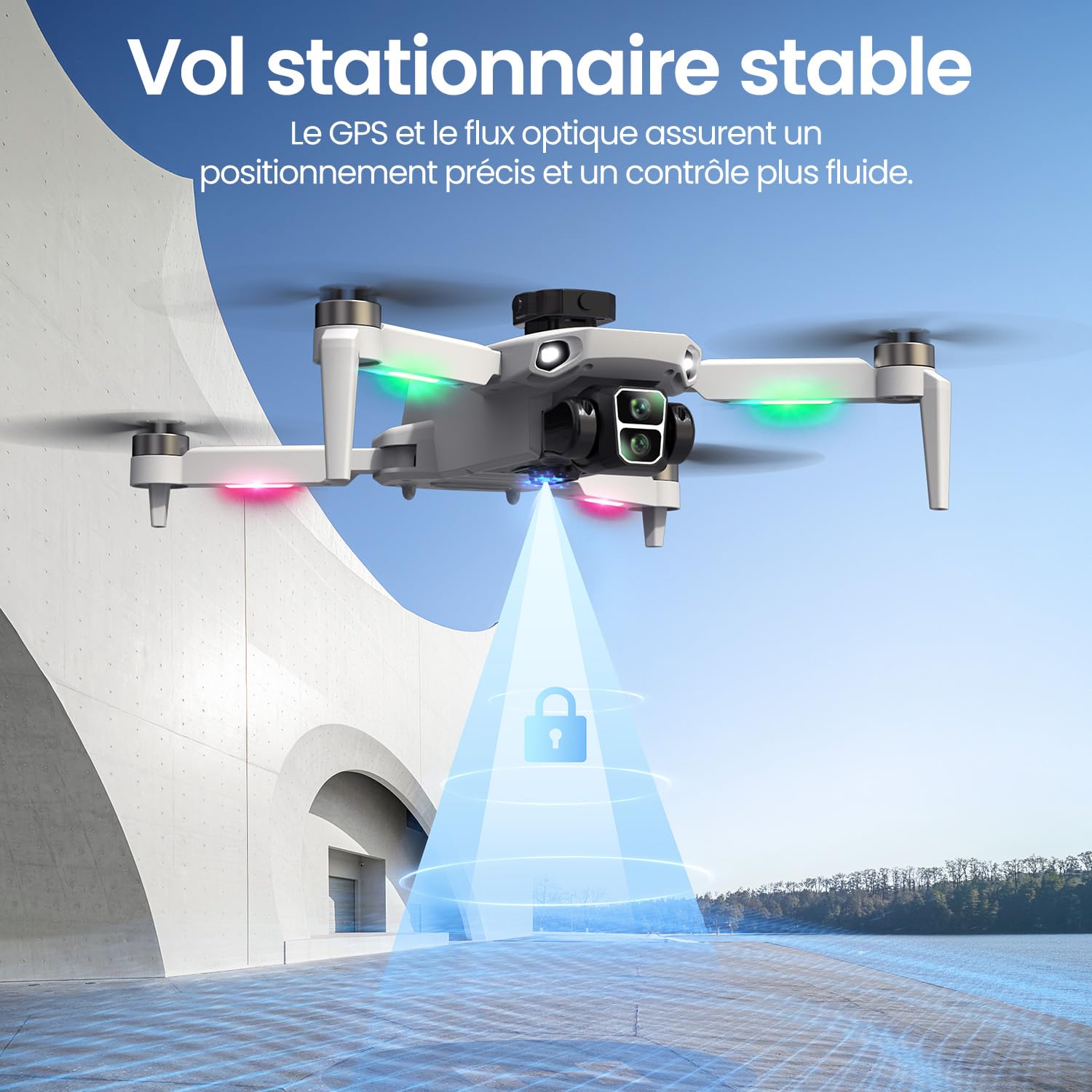 Drone GPS avec écran HD 4,3" Intégré et Caméra 4K pour Adultes Débutants