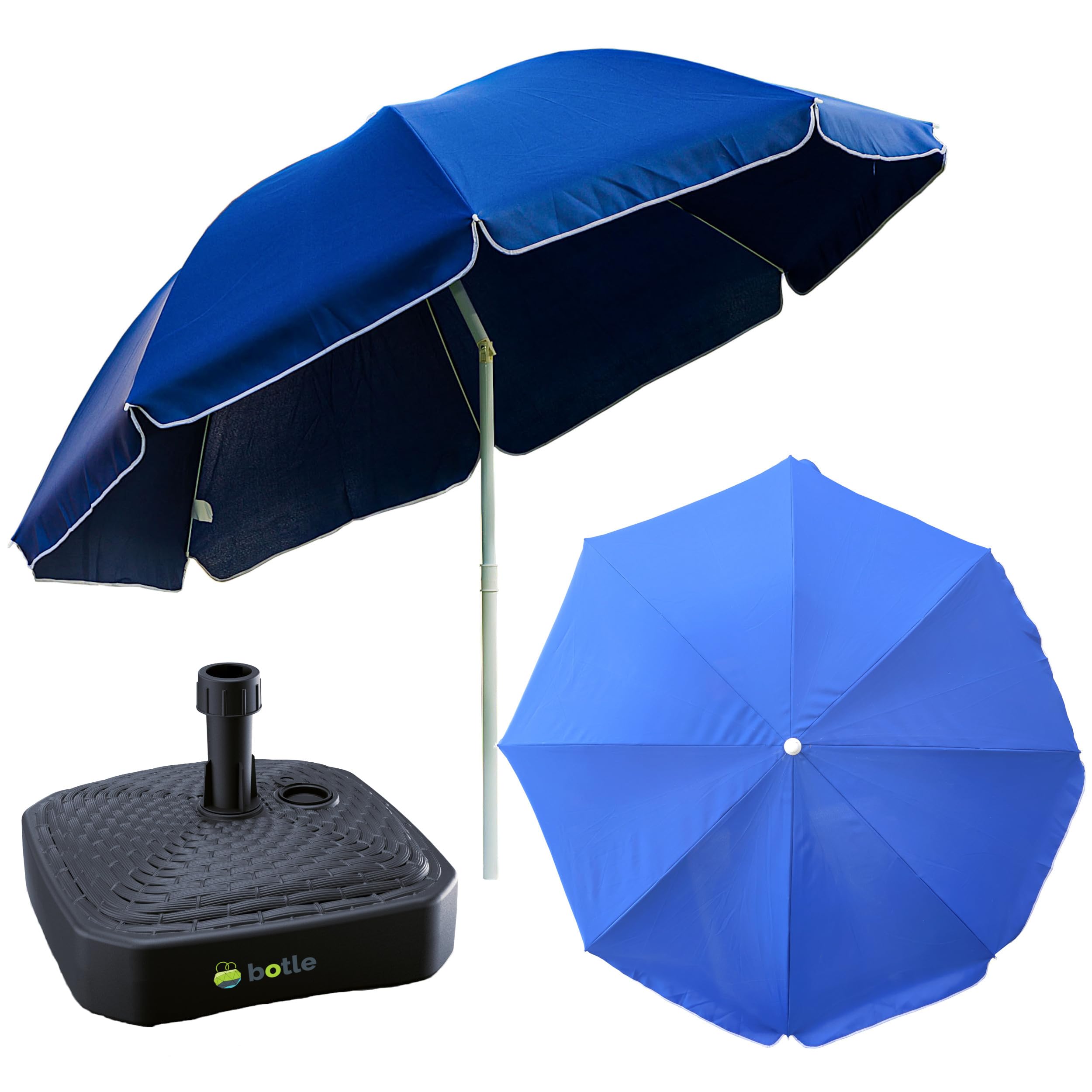 botle Komplett-Set Sonnenschirm + Schirmständer für den Garten Material Polyester/Stahl/Polypropylen 3 Farbe Groß D 240cm H 230cm Ständer touristisch leicht bremsfunktion Modern Funktionel