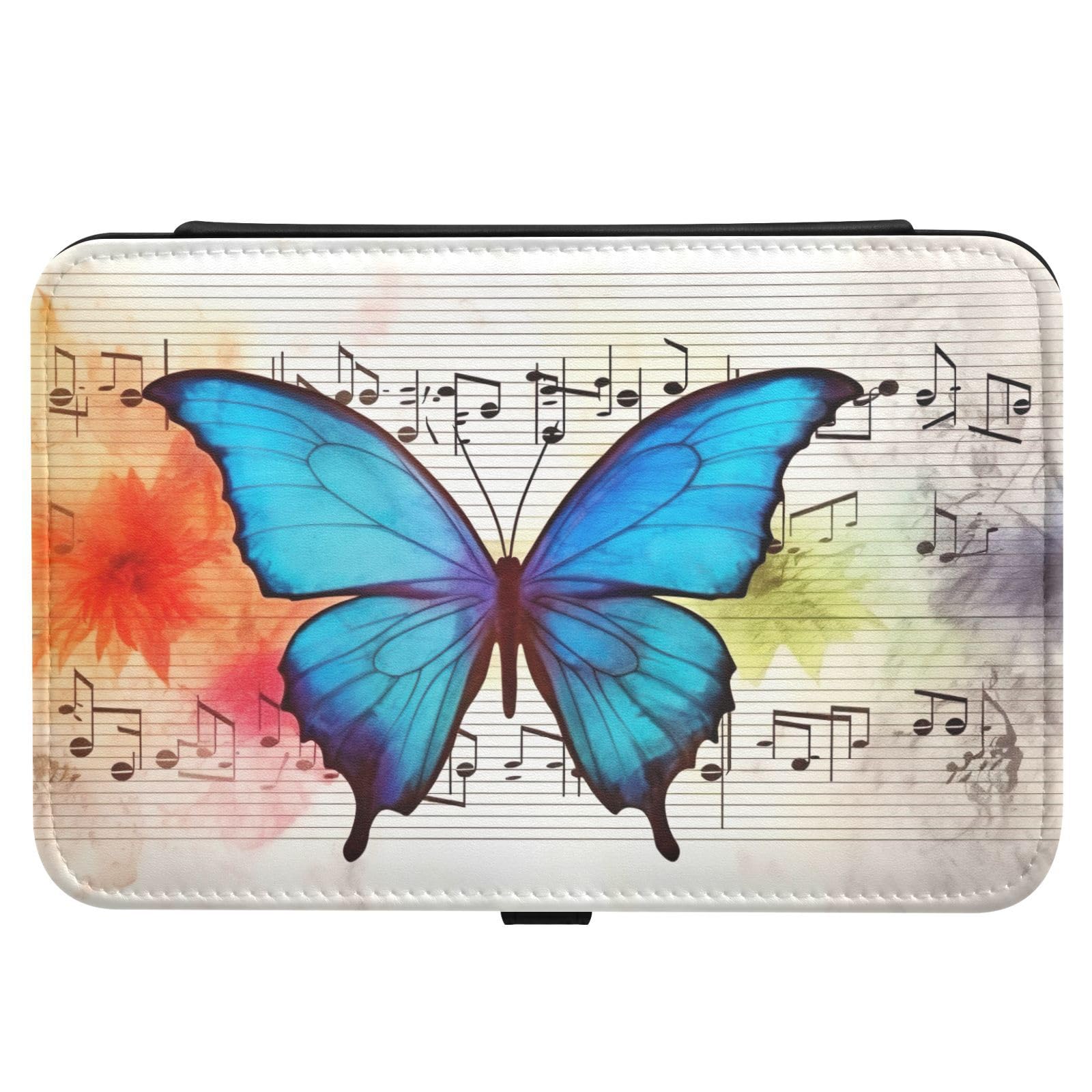 Haskirky Butterfly Musical Note Jewelry Box Portable PU Leather Travel Jewelry Organize for Women Jewelry Storage Display Holder for Ring, Necklace, Earring