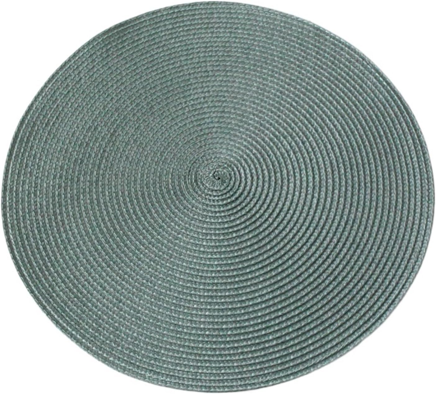 2 PCS Round Woven Mats & Pads, Heat-Resistant and Non-Slip Place Mats for Dining Table, Ideal for Outdoor Picnic 38x38cm(Stone Blue 2pcs)