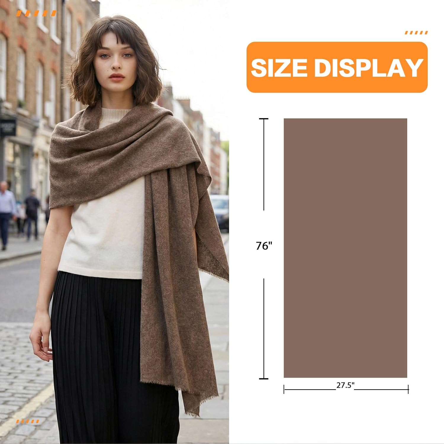 Cashmere Shawl Wraps for Women, Pashmina for Women Travel Wrap Cashmere Scarf for All-Season, Merino Wool Blanket - Image 5